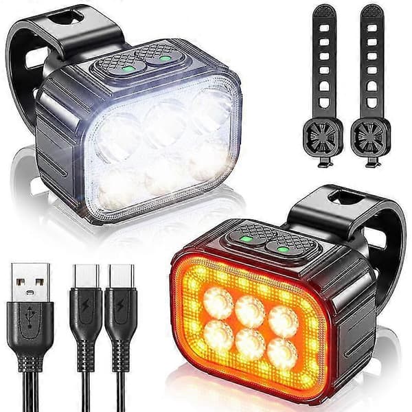 LED Sykkellys Sykkel Front Baklys TYPE-C Oppladbart Vanntett Sykkellys B