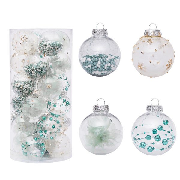 6cm/24 stk Julekule Sett Transparent Kule Malt