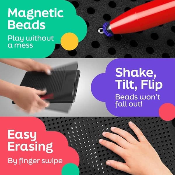 Stor magnetisk tegneplade til børn, med perler og magnetisk stylus - en gave til børn