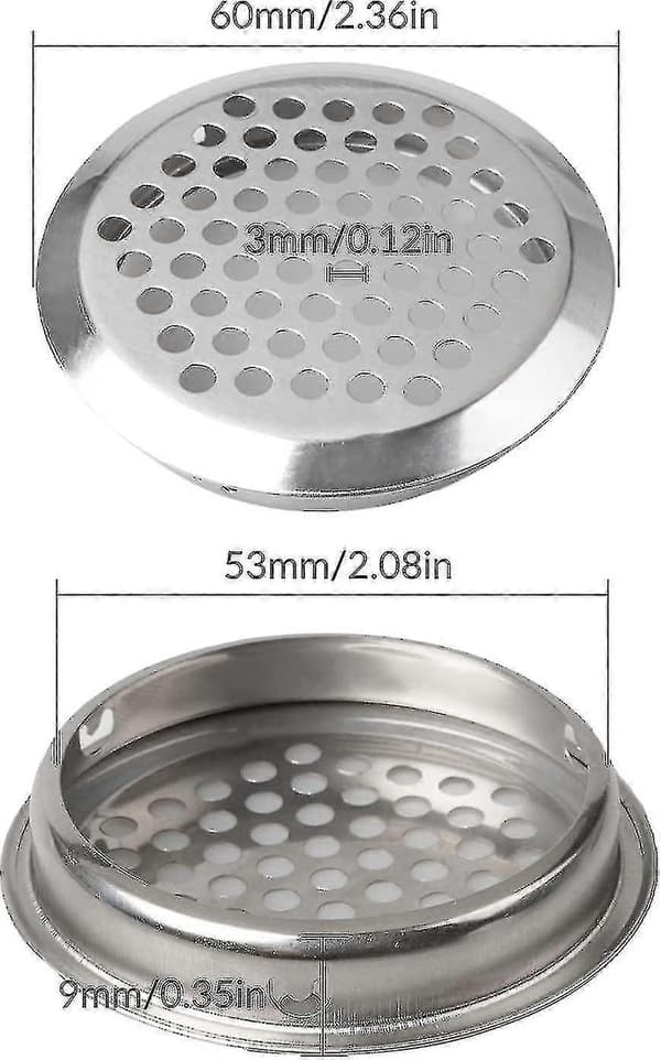 30-pack 53 mm runda luftventiler i rostfritt stål, rundformad luftventilgaller