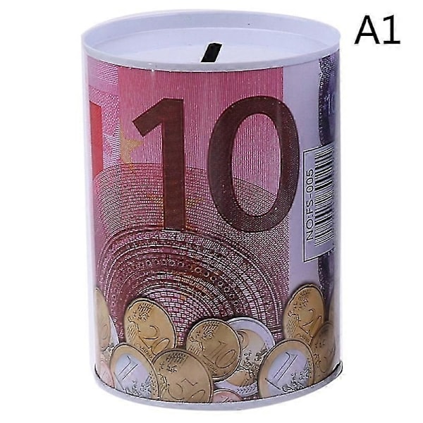Euro Dollar Sparegris Sylindrisk Sparebøsse for Myntinnskudd 7,5x11 10 Euro Appearance