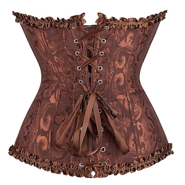 Mimigo Dame Blonde Med Snørelukning Bagpå, Stilfuld Blomstret Korset til Kvinder, Lingeri Bustier Top Plus Size BROWN XL