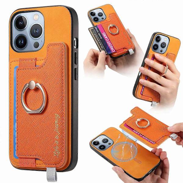 B5 iPhone 16 Pro Max -kotelo 2-in-1 Magneettinen Irrotettava Korttipidike Nahka+TPU Puhelin Kotelo - Keltainen Yellow