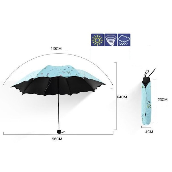 Foldbar Paraply, Anti UV Solparaply Dame Parasoller Vindtæt Kompakt Paraply Håndtaske Lomme Dame Udendørs Vandreture Strand Paraply Solparaplyer