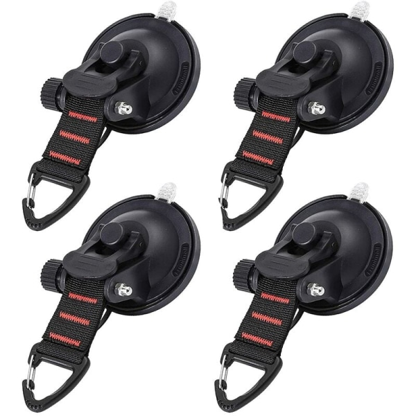 Suction Cup Anchor - Suction Cup Anchor Tie Hook Attachment for Car Side Awning Boat Camping Tarp - Black 4 Pack