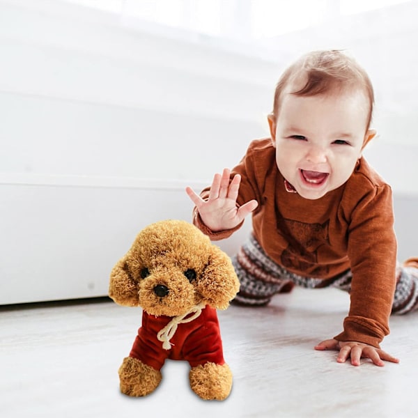 Plushdjur Simulerad Teddyhund Figur Super Söt Valp Plyschleksak Raggdocka Barn Flickors Födelsedagspresent Red