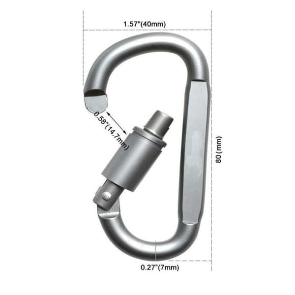 6 stk. D-ring karabinhager i aluminiumslegering, lette, men stærke