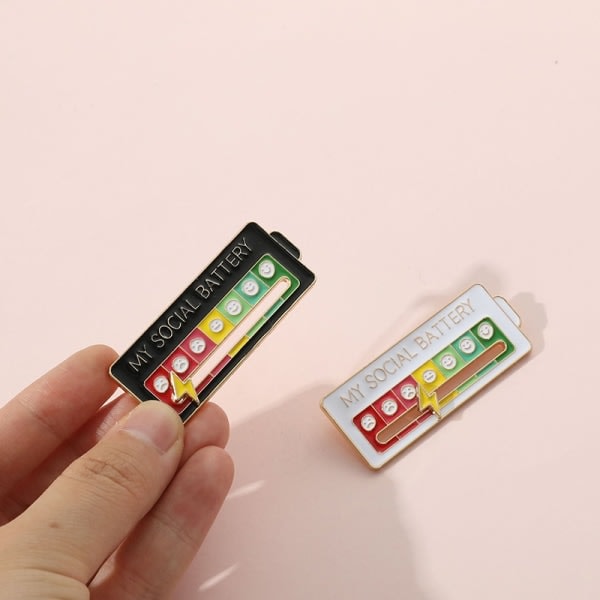 Min Sociale Batteri Emalje Broche Sjovt Nyt Følelsesmæssigt Udtryk