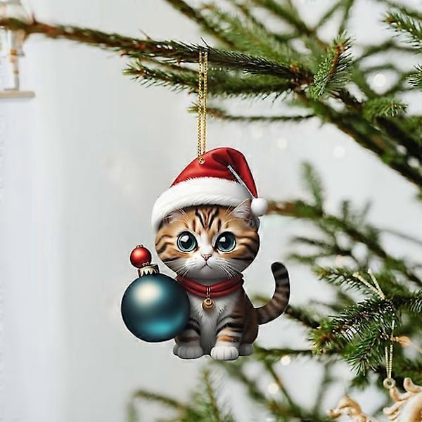 Tecknad Söt Katt 2023 Julgransprydnader Hängande Dekoration Gåva Jul Hängande Träd Personlig Hänge Festtillbehör A1