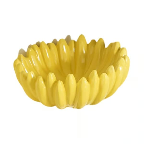 Keramisk fruktskål, modern bananformad skål för skrivbord, sovrum och vardagsrum