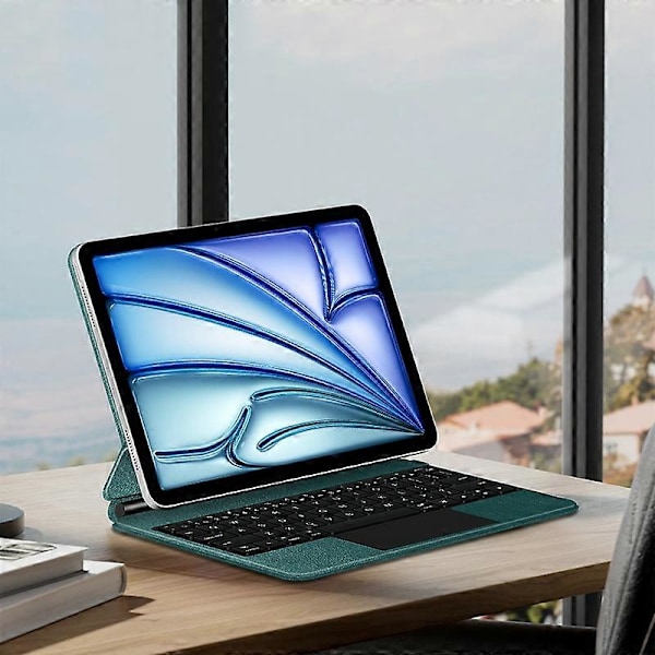 Bluetooth Tastatur Magnetisk Suspension PC+PU Læder Tablet Etui til iPad Air 11 (2024) (M2) - Grøn Multicolor Green