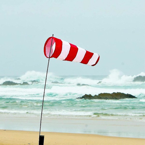 2 stk Vejrhane Udendørs Hængende Rip-stop Vindpose Roterende Vindpose Ekstern Anemometer Pakke-hy Red and white color