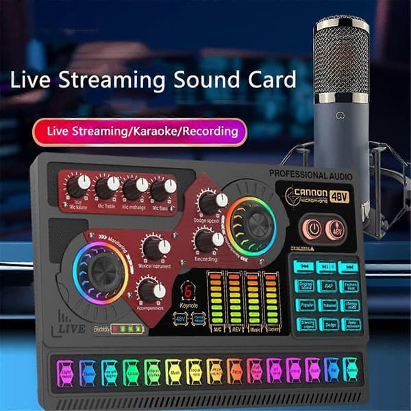 Podcast Utrustningspaket, X5 Ljudinterface med Mixer, Ljudkort Röstförvrängare för Streaming & Gaming