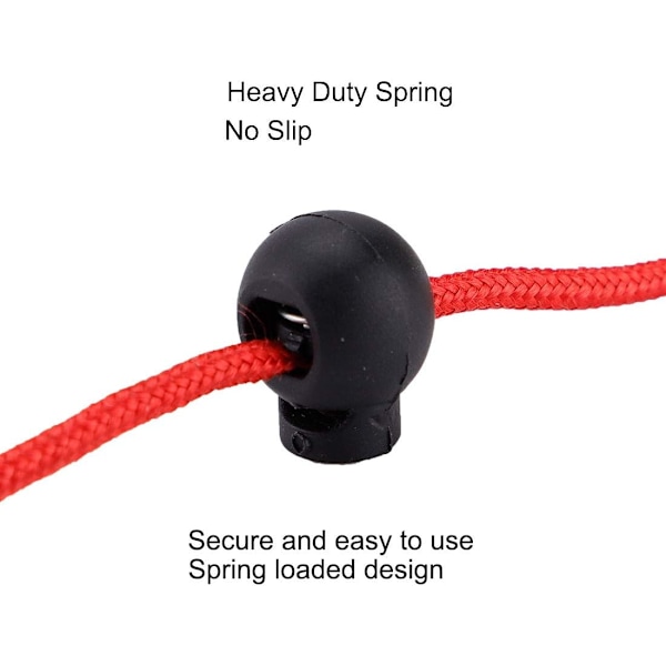 10 stk Fjederbelastede Runde Plastik Toggle Stopper Snoer Låse Endestykker, Sort, 1,8 x 1,5 x 1,5 cm