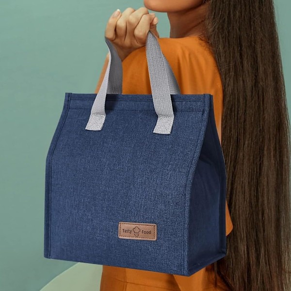 Lunsjposer for Kvinner Menn, Bærbar Isolerende Lunsjpose Vannresistent Lekkasjesikker Lunsjboks Tote Bag for Barn Jenter Gutter Voksne Blue