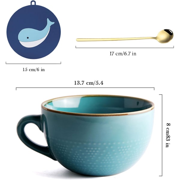 700 ML Stor Keramik Kaffe Kops, Korn Suppe Kop/Kaffe Kops/Salat Skål (uden Underkop og Ske)