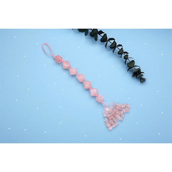 Krystall Henger Healing Krystaller Edelstener Dekor Tumbled Steiner Bil Bakspeil Vegg Henger Krystaller Reiki Krystall Gaver Rose Quartz