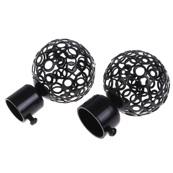 2. stk. 22mm 28mm Dia Gardinerstænger i jern Endestykker Knopafslutninger Sort 22mm