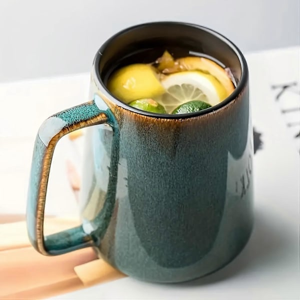 1 kpl, Suuret Keramiikka 24 oz Vihreät Kahvimukit, Suuri Kahva, Mikroaaltouuni- ja Astianpesukoneen Kestävä, Ylisuuri Tee- ja Kahvikuppeja Toimistoon ja Kotiin