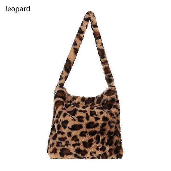 Fluffig axelväska Shopping bag leopard