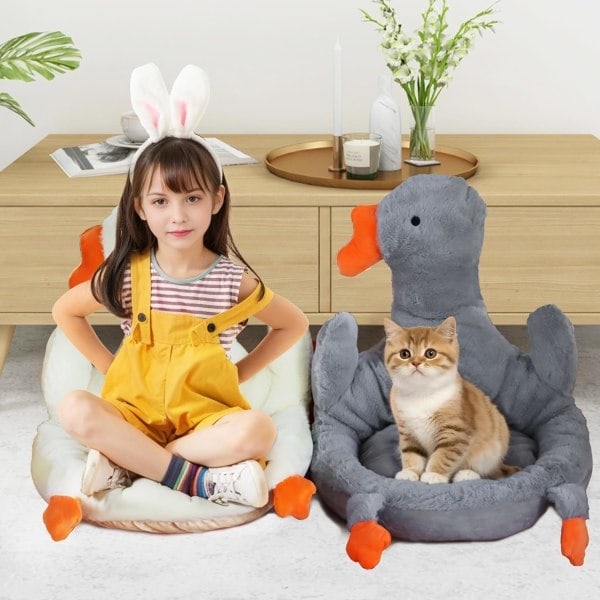 Stor Hvit Gås Plysjleke Enorm Andedukke Stor Utstoppet Dyr Myke Plysjputer Pute for Barn Jenter Baby (50cm) Hvit 45cm 45cm