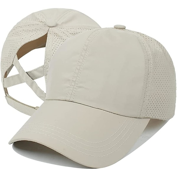 Baseballcaps med kryss-ponytail for kvinner Beige