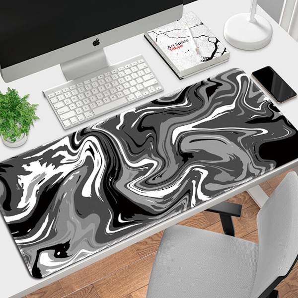 Topografisk Mussemåtte, Stor Gaming Mussemåtte 900 x 400mm, Gaming Mussemåtte med Syet Kant, Mussemåtte Forbedret Præcision og Hastighed Gray