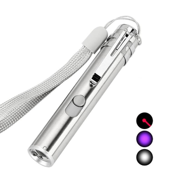 Mini Bärbar Liten Pennhållare Led Vattentät Mini Nyckelring Lampa USB Uppladdningsbar Mini Dropship (silverfärgad) (1st)