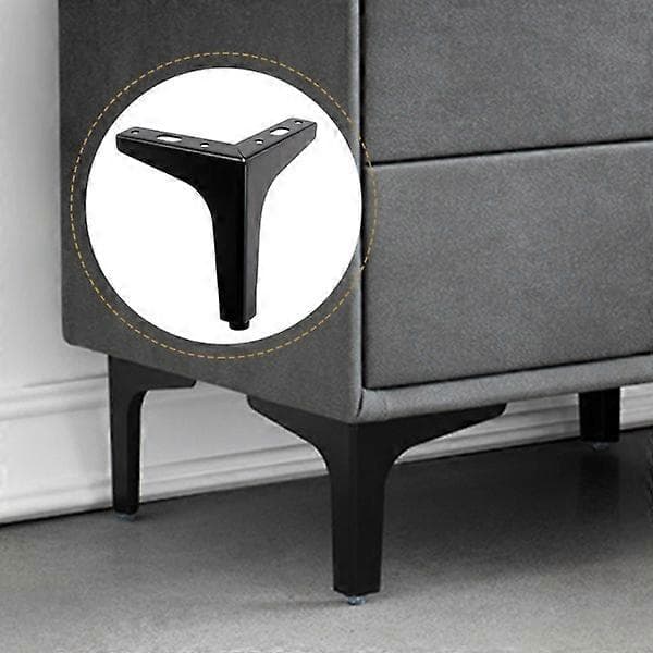 4-pak 10 cm sorte møbelben i metal - til skabe, sofa, kaffe