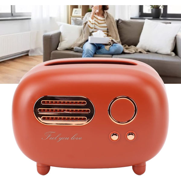 1 kpl Retro Radio -muotoinen Kudoksen Kotelo Vintage Radio Kudoksen Kotelo Retro Radio Malli Kudoksen Kotelo Työpöydän Paperipidike (Vaaleanpunainen) Red