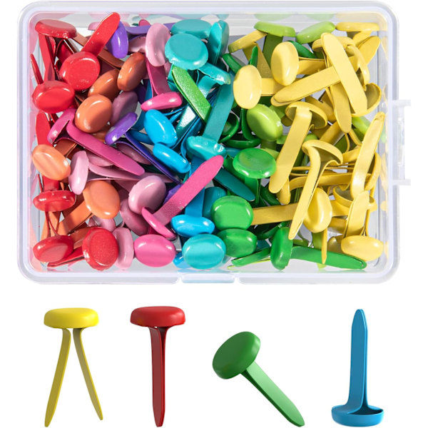 100 stk. mini armbånd, messingfastgørere 16 x 8 mm, messingfarvede papirclips til hobby og scrapbooking Mix colors