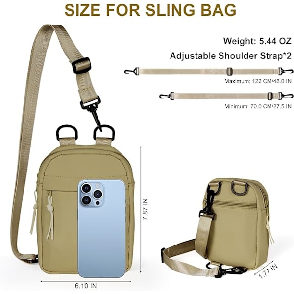 Sling Bag for Menn & Kvinner, Vanntett Brystpose Mini Pustende Skulderpose, Lett Skulderryggsekk for Reise, Hiking Sykling Sport