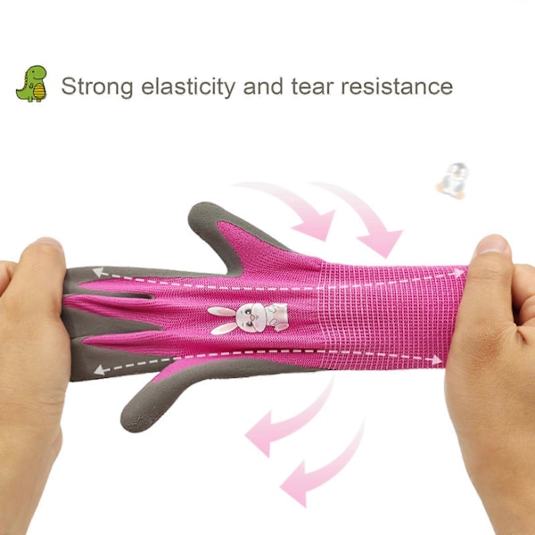 Barnehansker Slitesterke Sikkerhets Hageverktøy Pustende Lettvekts Hagehansker Pink Rabbit For Middle Child