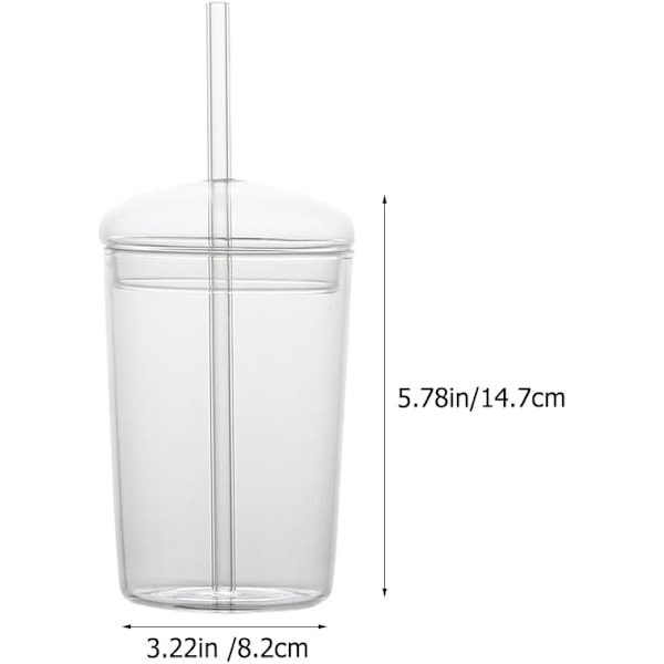 Mason Jar med låg og sugerør - Boba glaskop æstetiske kopper - klare vandflasker genanvendelig krus med låg og sugerør