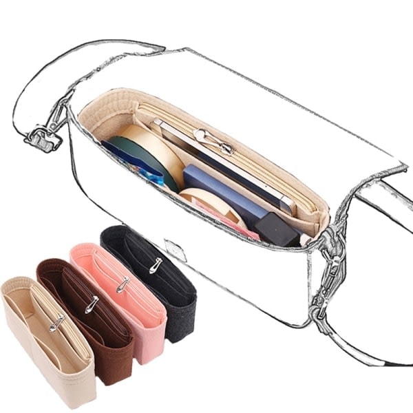Multi-fickors Insatsväska för Kvinnor i Filtmaterial Beige L