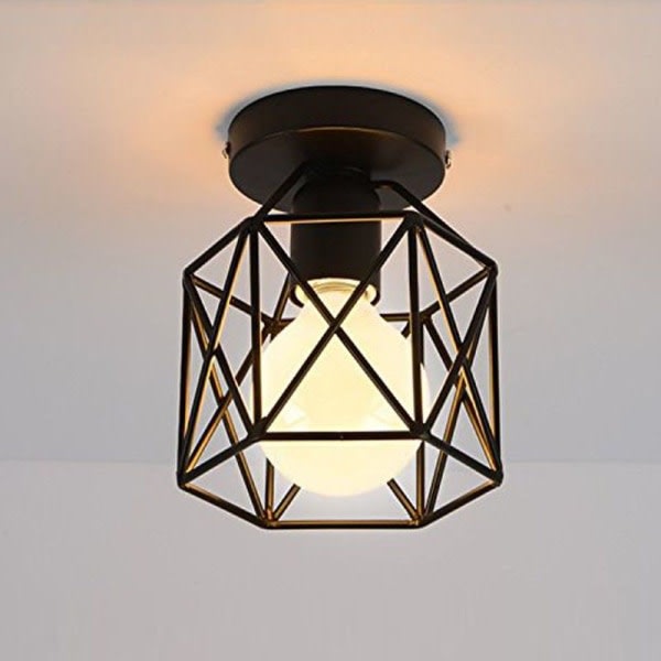 Retro metal kubus industrielt jern sort loftslampe