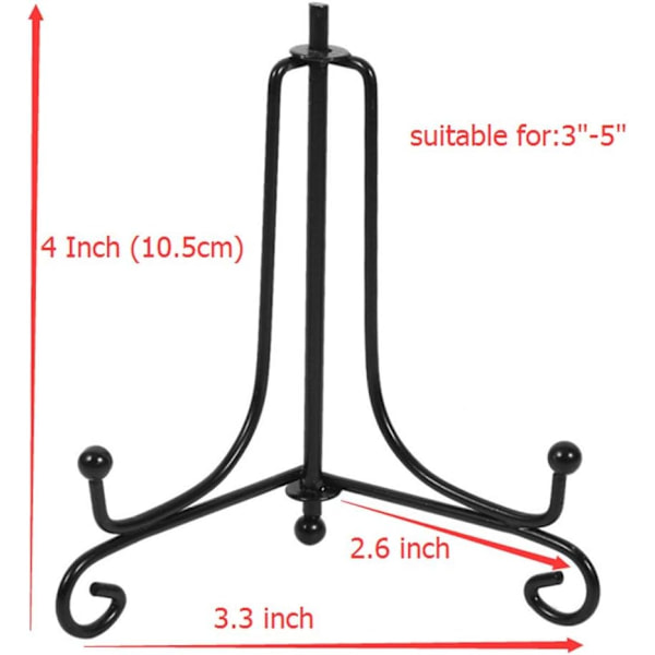 4-pak Iron Display Stativ, Sort Jern Staffeli Plade Display Fotoholder Stativ, Viser Billedrammer, Kogebøger, Dekorative Tallerkener, Tablets og Kunst 4 inch