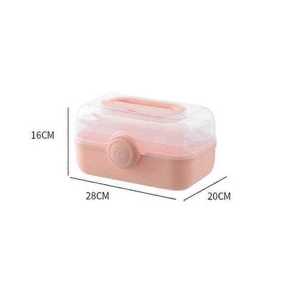 Medicinsk Förvaringslåda 3 Lager Medicinlåda Hushållsmedicinbehållare PINK