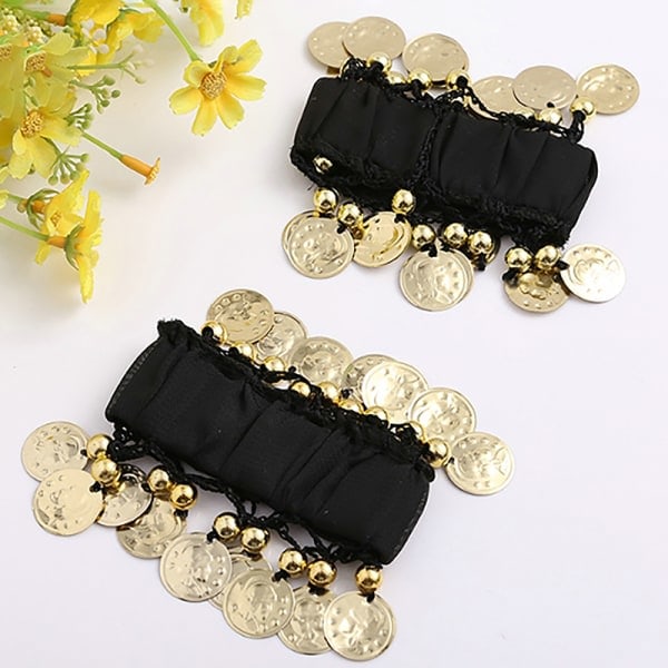 Mave-dans Armbånd og Anklet-manchetter Chiffon Guldmynt Mave Sort én størrelse Sort én størrelse Black
