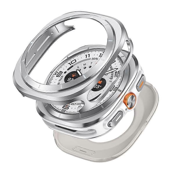 Metall PC Klockfodral För Samsung Galaxy Watch Ultra 47mm Silver Orange