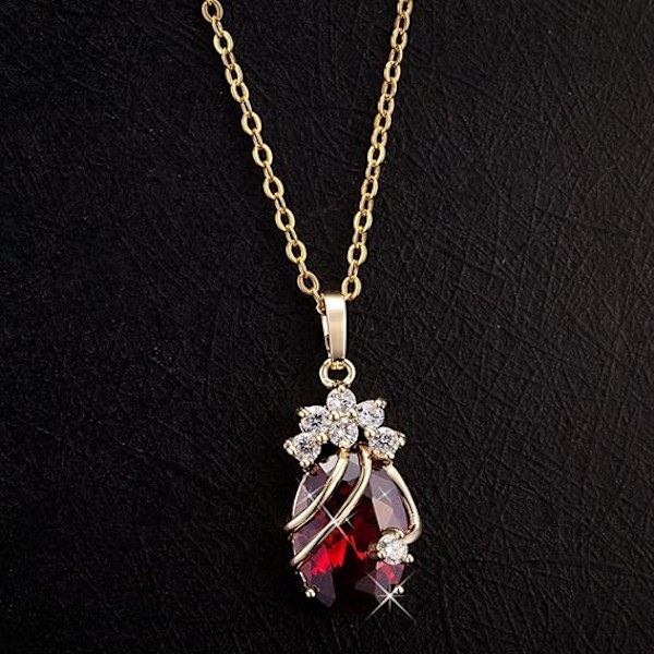 18K Gullbelagt Rhinestone Krystall Rød Krystall Anheng Halskjeder Ideer A