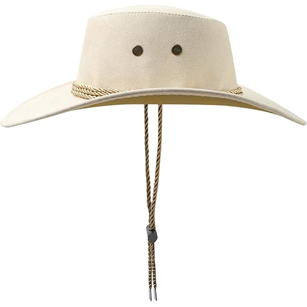 Cowboy Hat Western Solhat Faux Felt Læder Suede Fancy Dress Party Kostume Outfit Rejse Udendørs Solbeskyttelse Mænd Kvinder Off-white