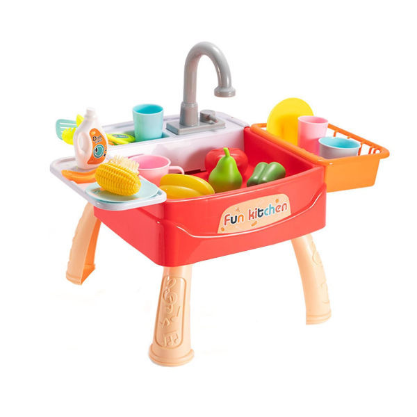 Play Kitchen Sink Toys, Electric Dishwasher Toy With Running Water, Role Play