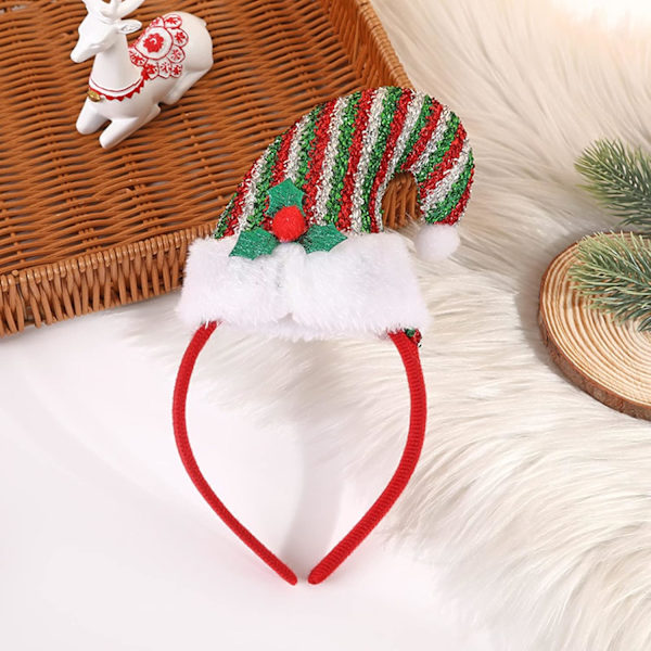 2 st jultomtehatt pannband spetsig hatt hårbåge med fjäder rosett söt julhatt hårband jul utklädningskostym fest hatt huvudbonad Colorful