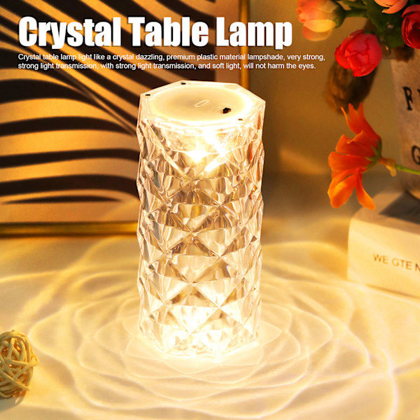 Kristallbordlampa IP54 Vattentät Transparent Mini LED Kristallbordlampa för Sovrum Hem Sängbord Varmvit