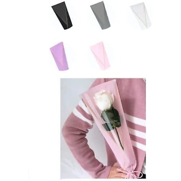 100-pack enkla blommiga förpackningspåsar, enkel rosformad påse, presentförpackning pink