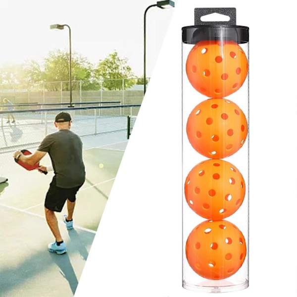 Inomhus Pickleballs - Inomhusbanans Pickleball Bollar - 4-pack Pickleballs - Turnering Pickleballs Orange 74mm