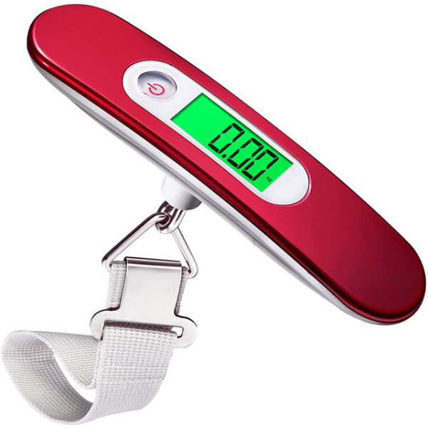 Luggage Scale Portable Digital Weight Scale for Travel Suitcase Weigher with Tare Function 110 Lb/ 50Kg Capacity Red