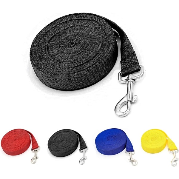 Ekstra Lang Hundetreningsline, 5m Nylonline for Store, Mellomstore og Små Hunder - Perfekt for Innkallingstrening, Lydighet, Løping, Camping Black