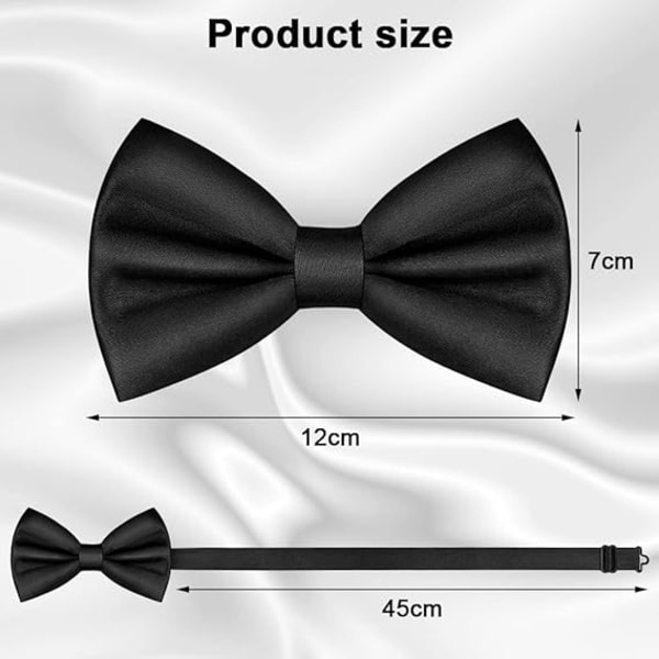 Klassisk enfärgad slips för män, förknuten slips i satin för män, justerbar formell slips för fester, bröllop Black